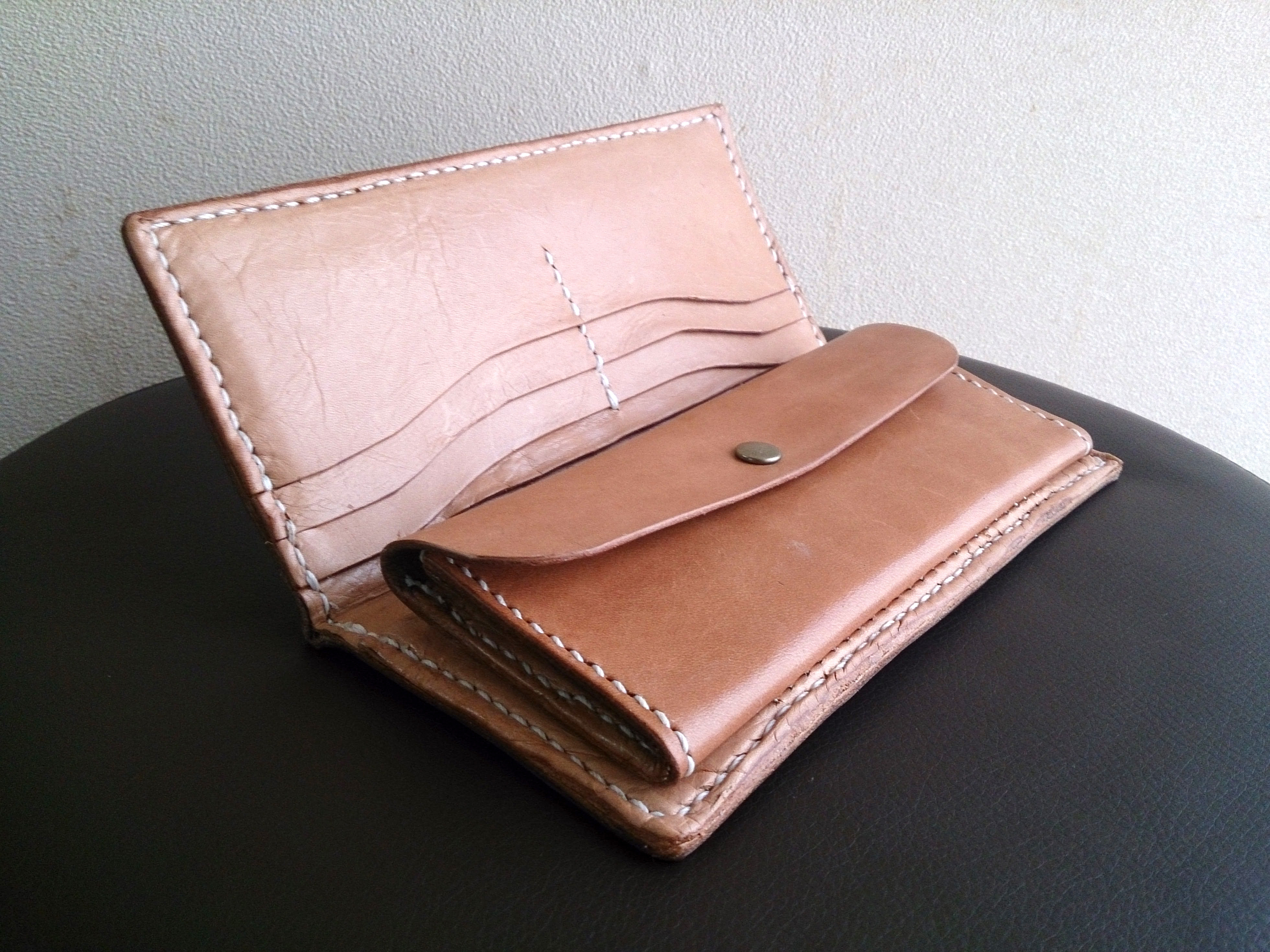 手作り革製2つ折り長財布の型紙【無料ダウンロード】 - 初心者のためのレザークラフト